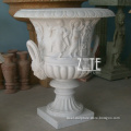Hand Carved Garden White Marble Stone Flower Pot